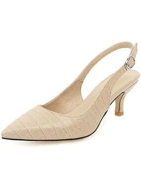 Pointed Toe Slingback Heels for Women Kitten Heel Pumps Low Heel Dress Shoes